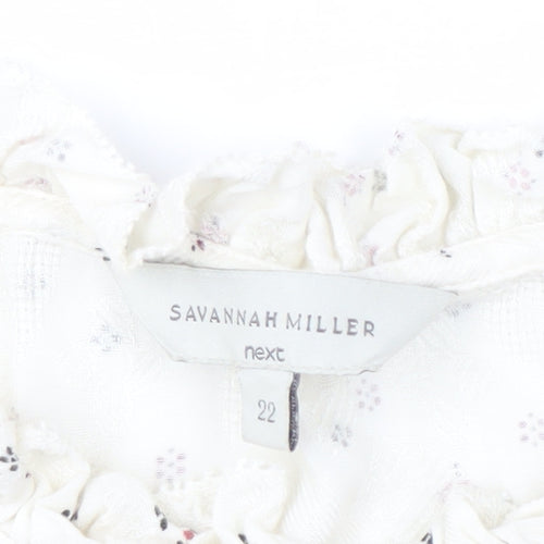 Savannah Miller Women's White Floral Blouse Size 22