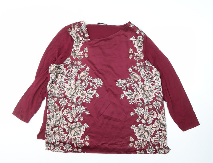 Marks and Spencer Women's Red Floral Blouse, Size 22