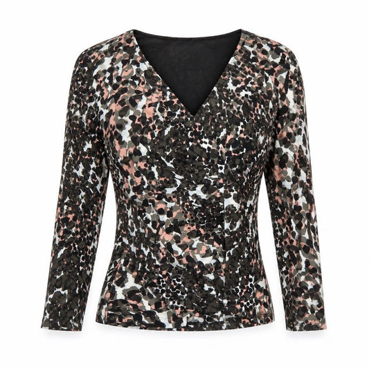 Front view of Laura Ashley Women's Multicoloured V-Neck Blouse, size 12
