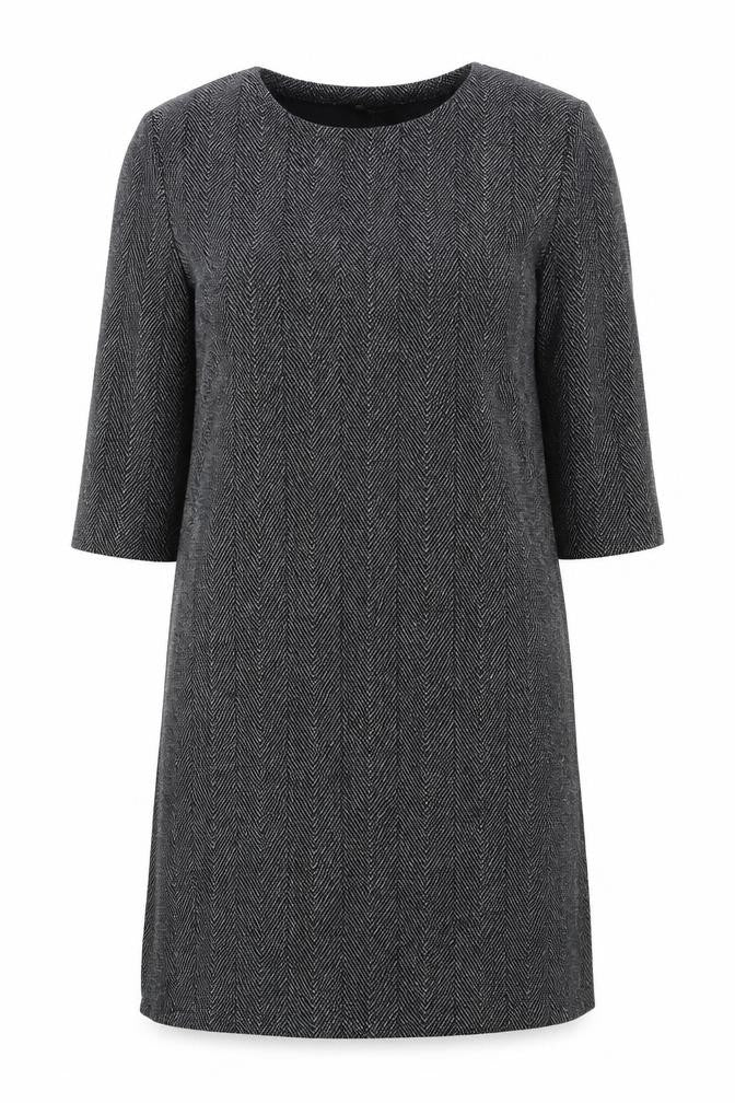 Front view of Monki Women's Black Herringbone Dress, size M