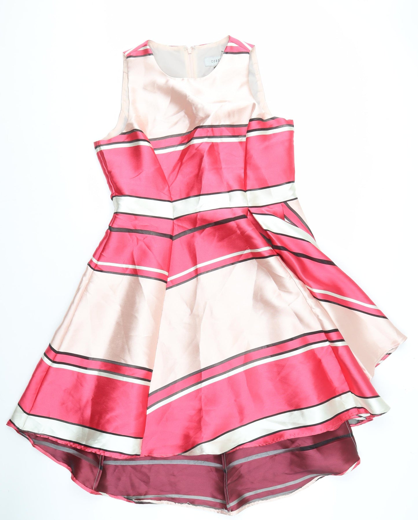 Coast Women's Pink Striped Satin Dress Size 16