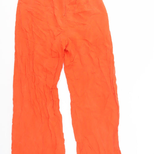 Selected Femme Women's Orange Wide-Leg Trousers, Size 8