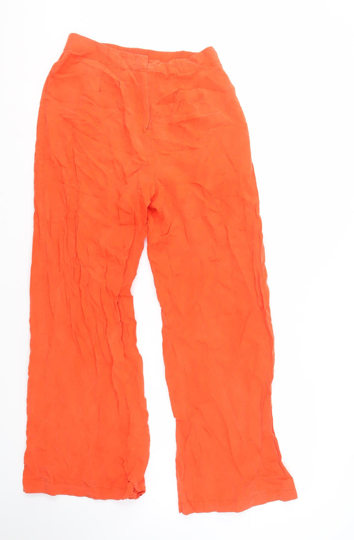 Selected Femme Women's Orange Wide-Leg Trousers, Size 8