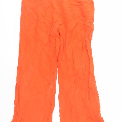 Selected Femme Women's Orange Wide-Leg Trousers, Size 8