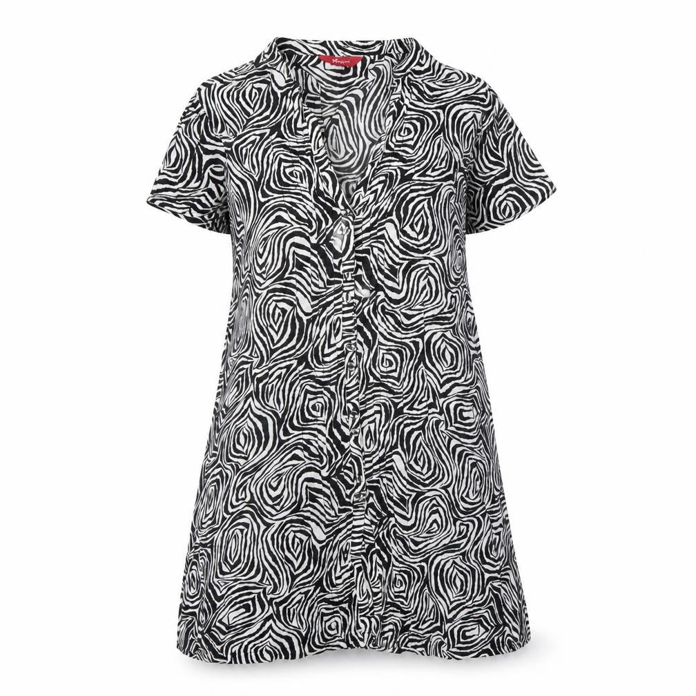 Front view of Monsoon Women's Black White Animal Print Dress, size 10