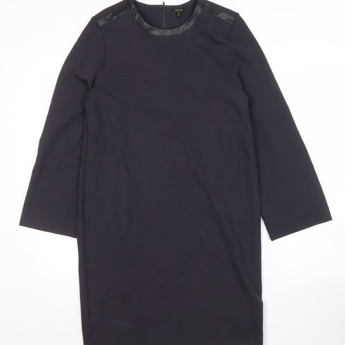 Massimo Dutti Women's Black Shift Dress, Size 8, Long Sleeve