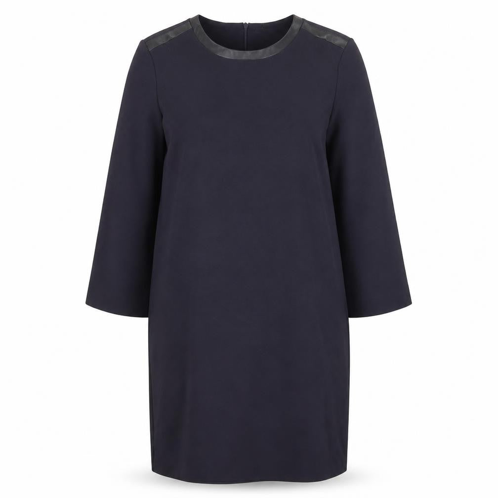 Front view of Massimo Dutti Women's Black Shift Dress, size 8, Long Sleeve
