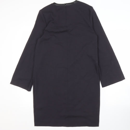 Massimo Dutti Women's Black Shift Dress, Size 8, Long Sleeve