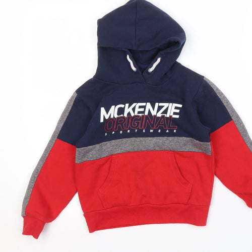 McKenzie Boys Colourblock Hoodie 5-6 Years - Blue/Red/Grey