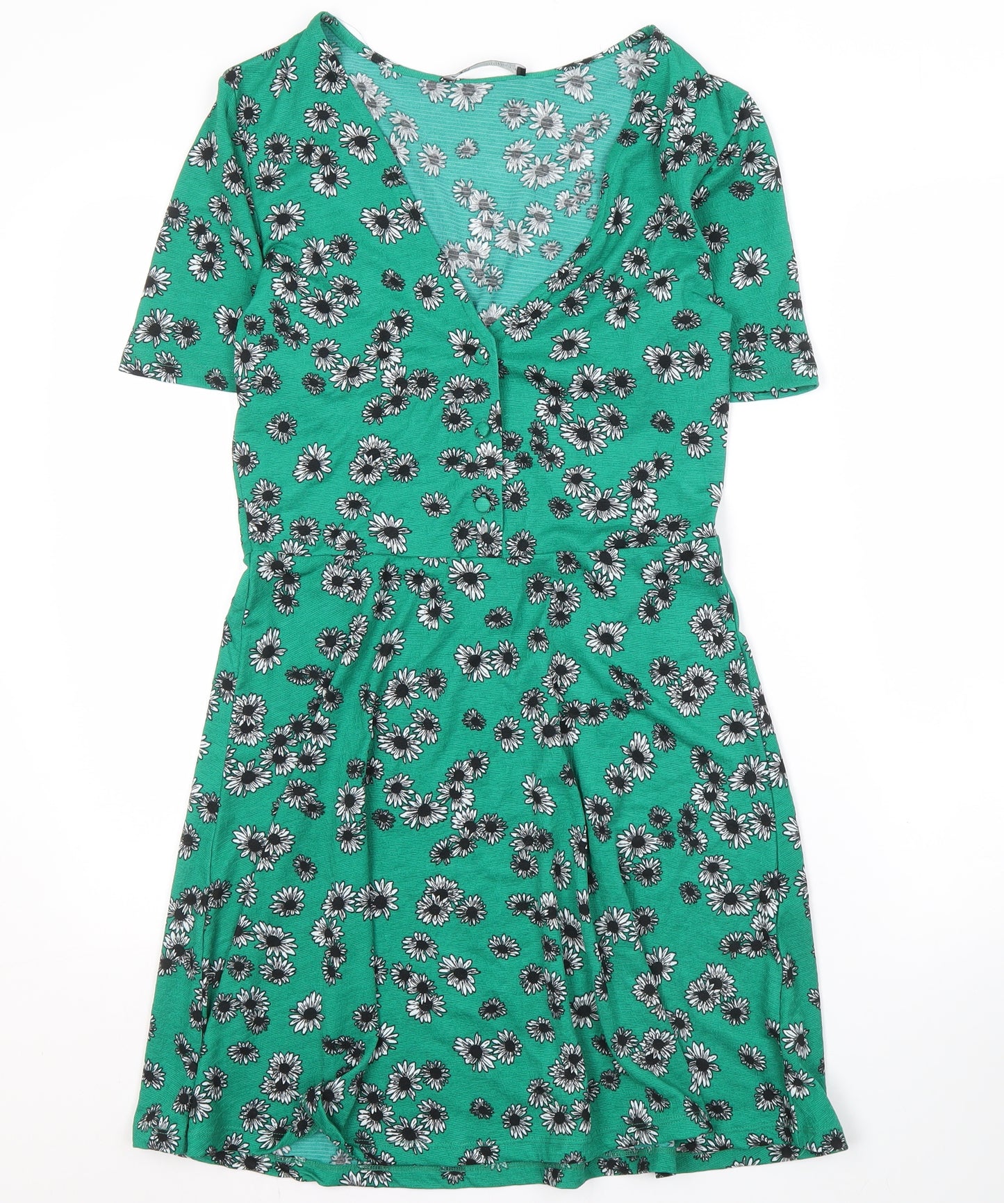 Zara Women's Green Floral A-Line Knee Length Dress