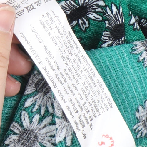 Zara Women's Green Floral A-Line Knee Length Dress