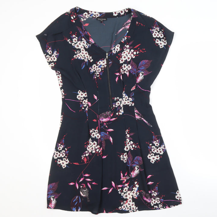 Warehouse Women's Multicoloured Floral V-Neck Dress