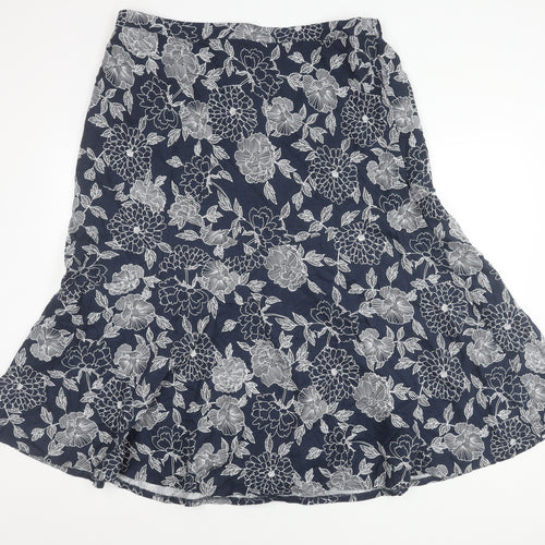 Julipa Women's Blue A-Line Floral Midi Skirt