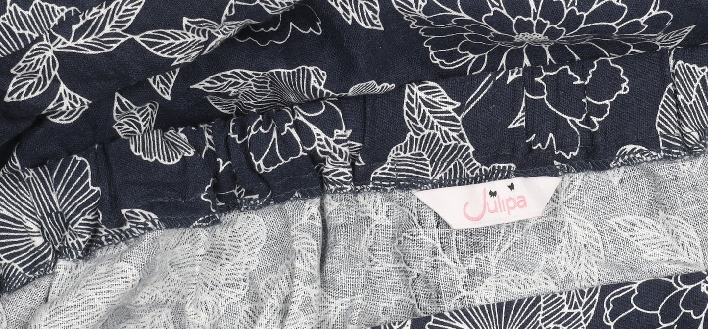 Julipa Women's Blue A-Line Floral Midi Skirt