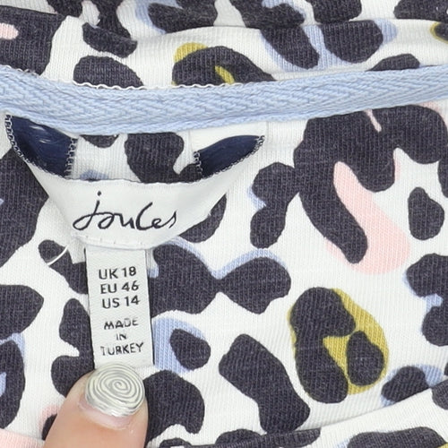 Joules Women's Multicoloured Leopard Cotton Top Size 18