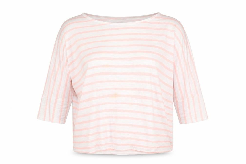Front view of Phase Eight Women's Striped Knit Top, M, 3/4 Sleeve
