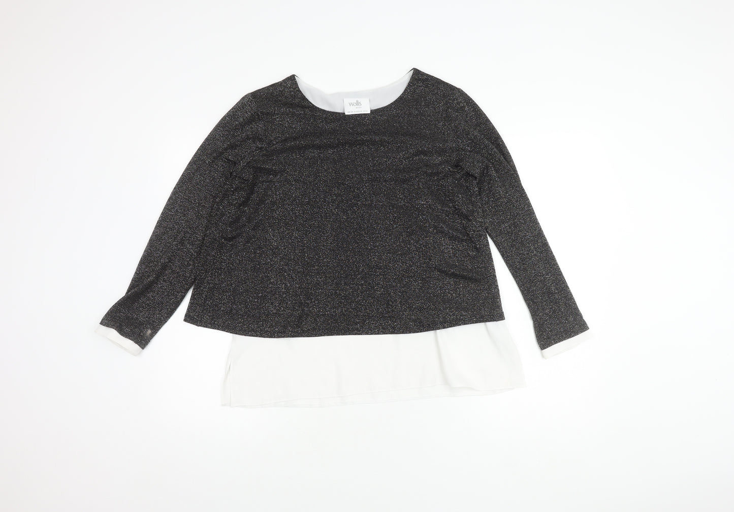 Wallis Petite Black Long Sleeve Top UK 12