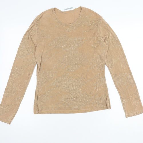 Wallis Women's Beige Glitter Long Sleeve T-Shirt