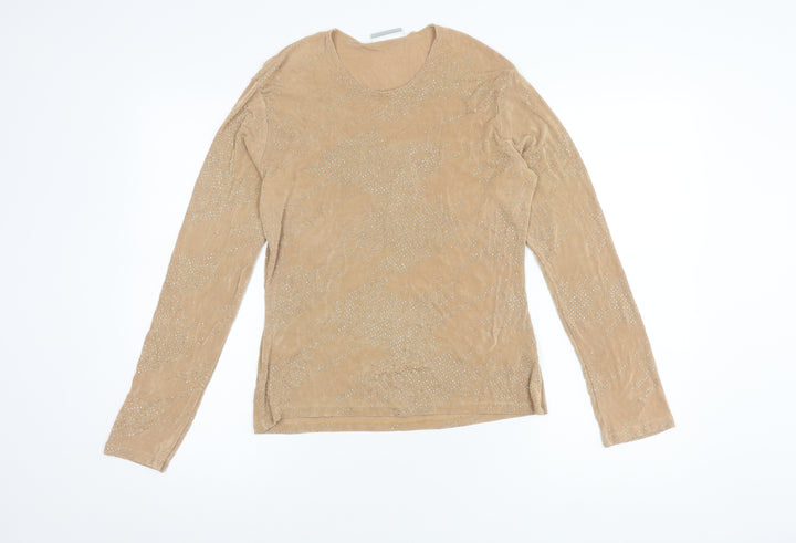 Wallis Women's Beige Glitter Long Sleeve T-Shirt