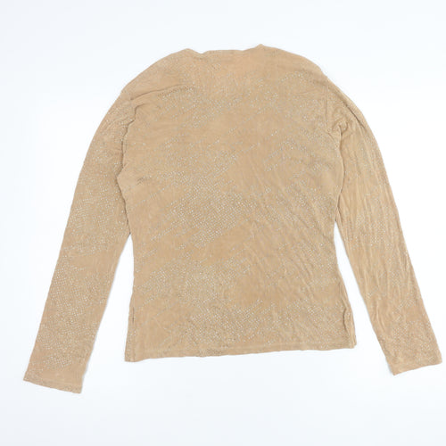 Wallis Women's Beige Glitter Long Sleeve T-Shirt