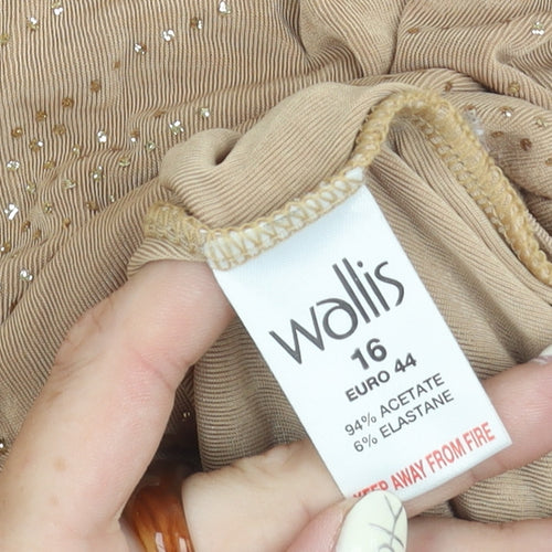 Wallis Women's Beige Glitter Long Sleeve T-Shirt
