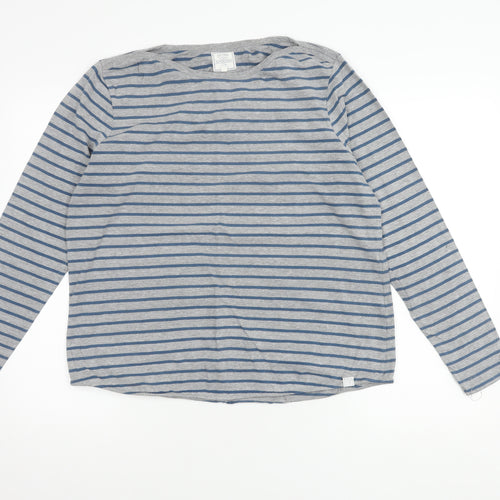 Fat Face Women's Grey Striped Long Sleeve T-Shirt Size 16