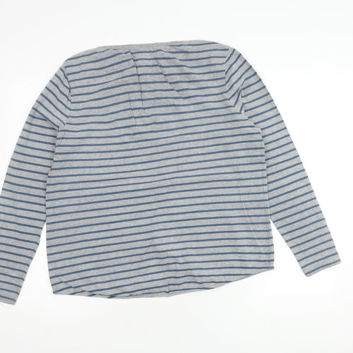 Fat Face Women's Grey Striped Long Sleeve T-Shirt Size 16