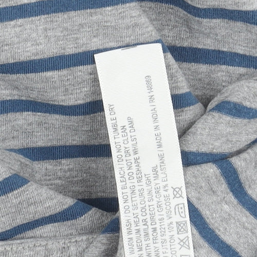 Fat Face Women's Grey Striped Long Sleeve T-Shirt Size 16