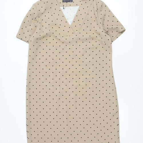 Marks and Spencer Women Beige Polka Dot Dress Size 12
