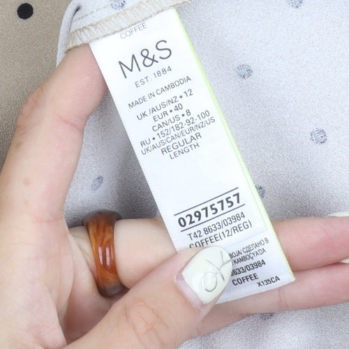 Marks and Spencer Women Beige Polka Dot Dress Size 12