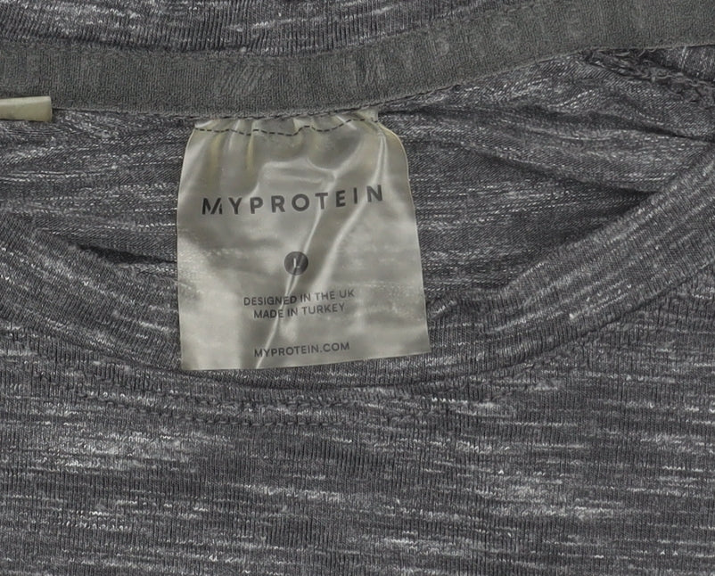 Myprotein Men's Grey Long Sleeve T-Shirt, Perfect for Gym