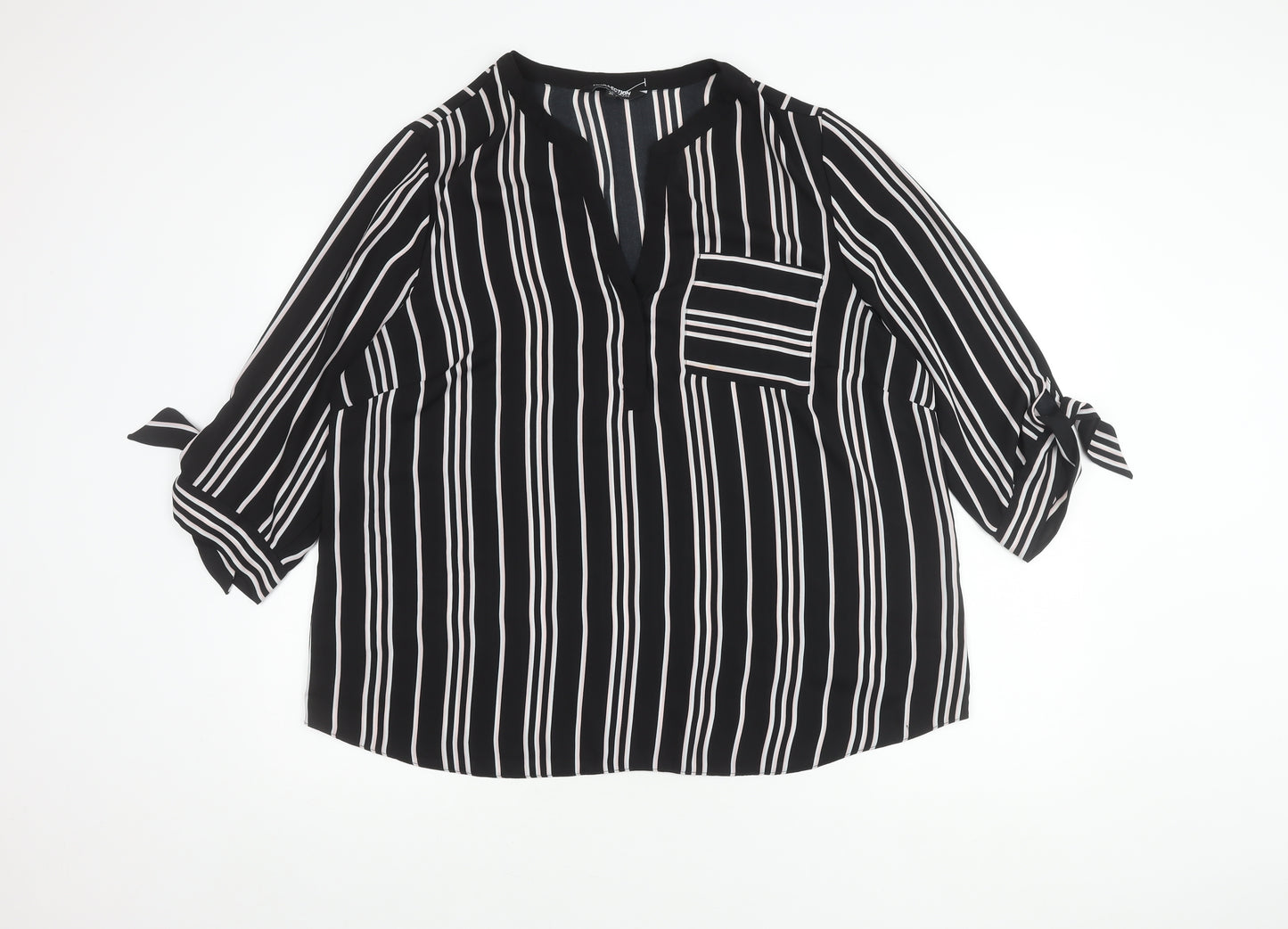 Debenhams Women's Black Striped Blouse Size 20