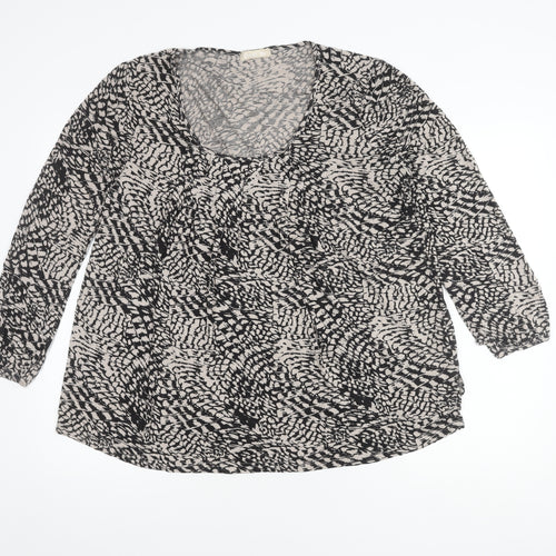 Daxon Women's Black Ivory Animal Print Long Sleeve Top 18-20