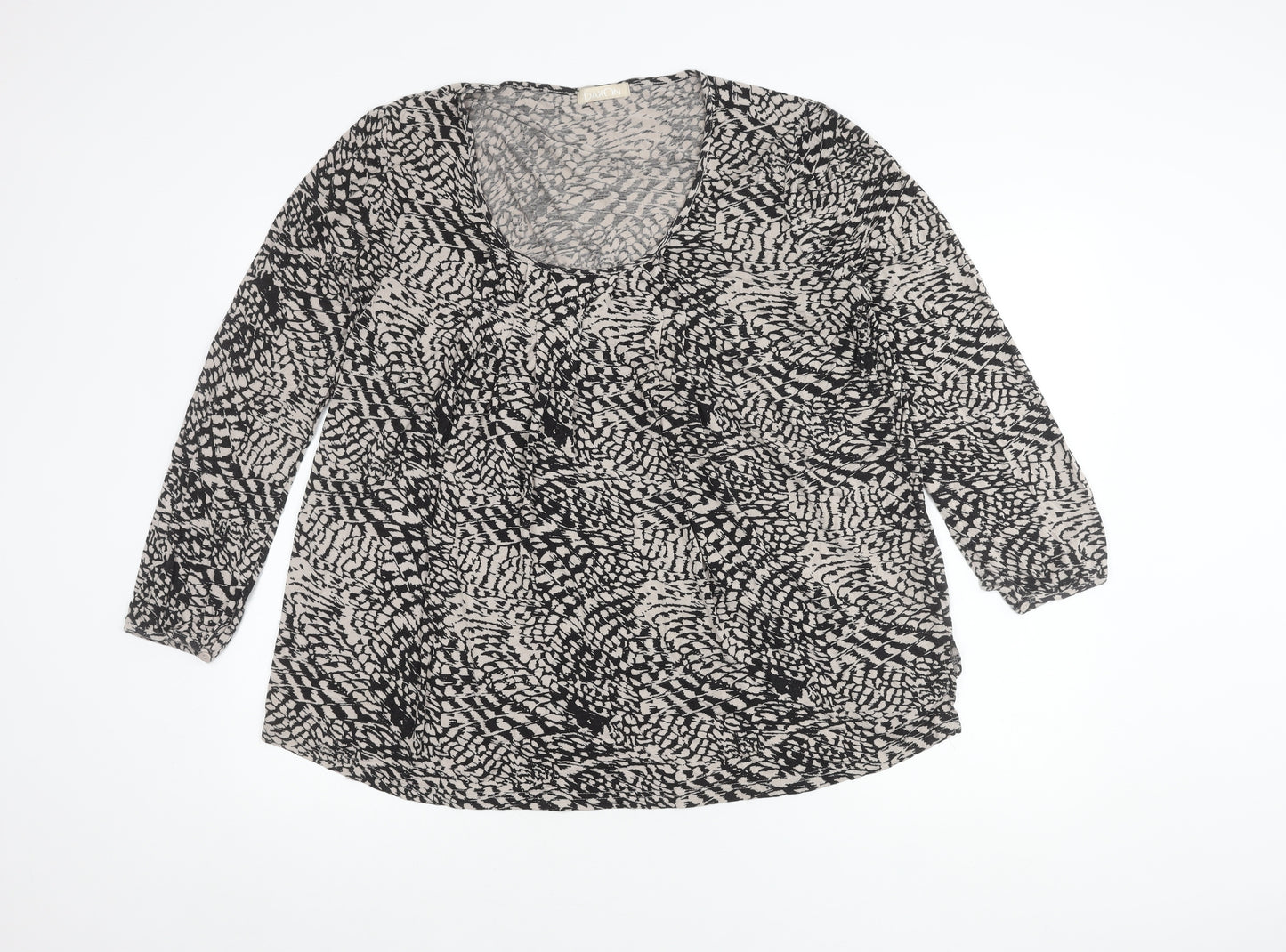 Daxon Women's Black Ivory Animal Print Long Sleeve Top 18-20