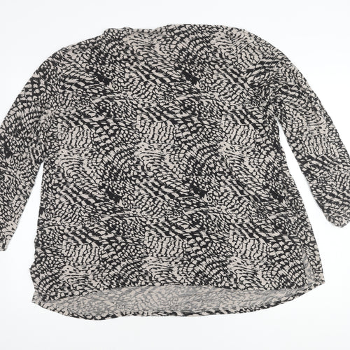 Daxon Women's Black Ivory Animal Print Long Sleeve Top 18-20