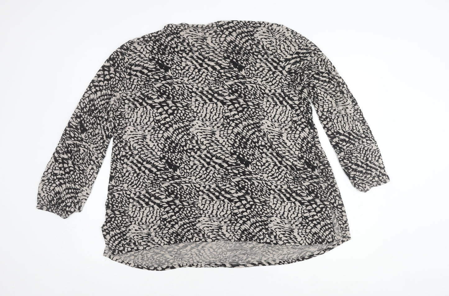 Daxon Women's Black Ivory Animal Print Long Sleeve Top 18-20