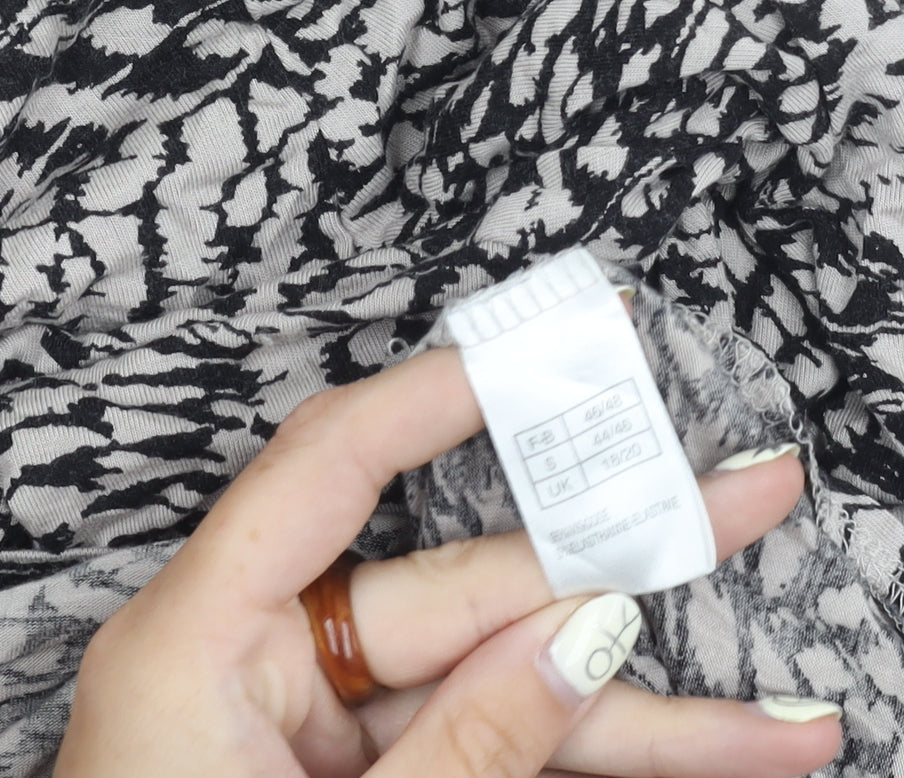 Daxon Women's Black Ivory Animal Print Long Sleeve Top 18-20