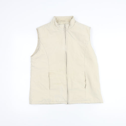 EWM Women's Beige Waistcoat Size 10-12, Full Zip Casual