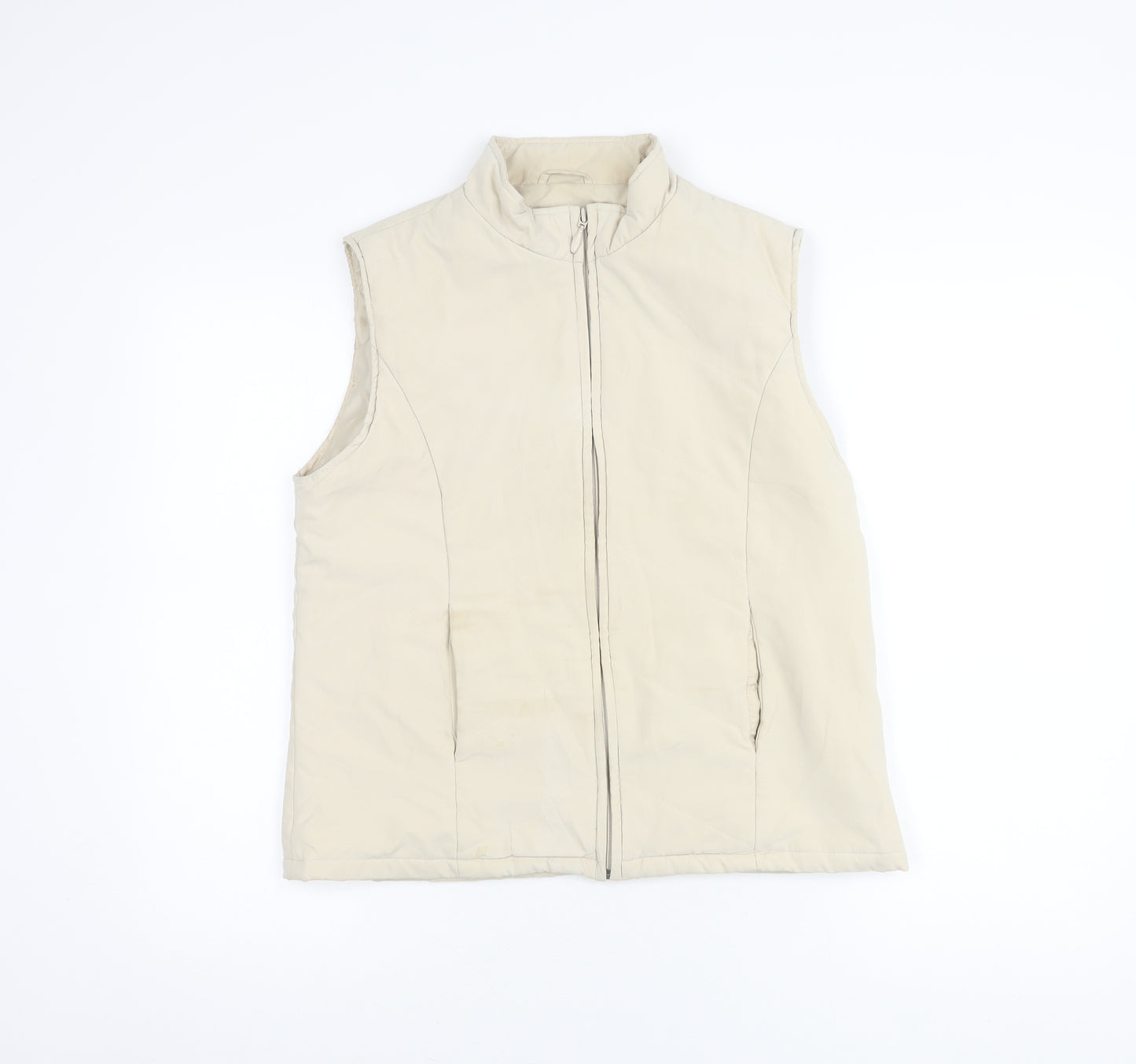 EWM Women's Beige Waistcoat Size 10-12, Full Zip Casual