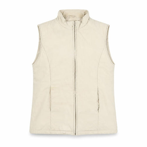 EWM Women's Beige Waistcoat Size 10-12, Full Zip Casual
