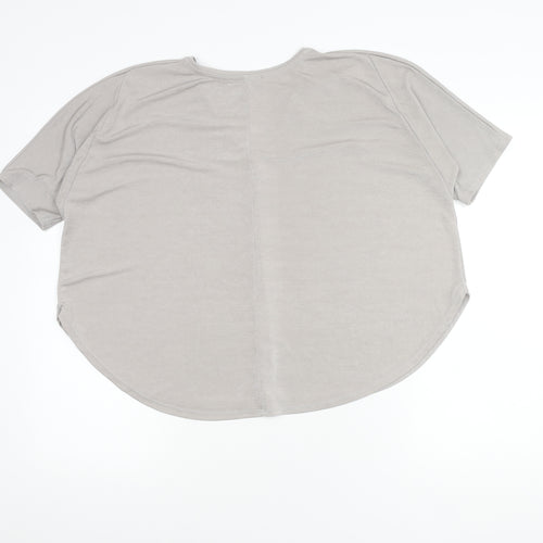 Mango Women's Grey V-Neck Basic T-Shirt, Size S