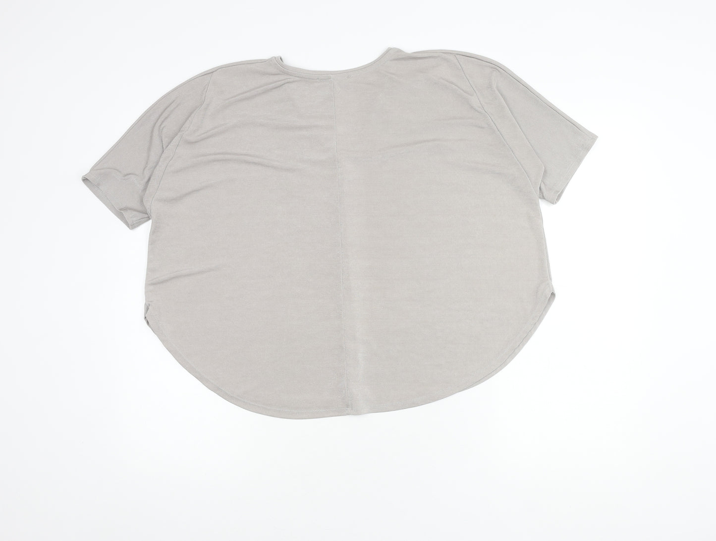Mango Women's Grey V-Neck Basic T-Shirt, Size S