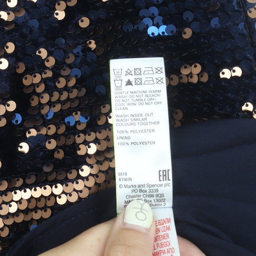 Marks and Spencer Girls Sequin Dress 11-12 Years Black Polyester