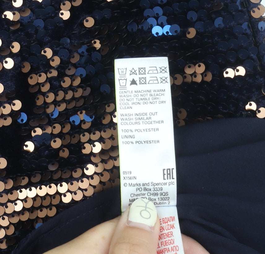 Marks and Spencer Girls Sequin Dress 11-12 Years Black Polyester