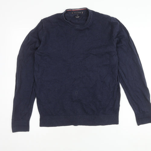 Tommy Hilfiger Men's Blue Cotton Cashmere Pullover M