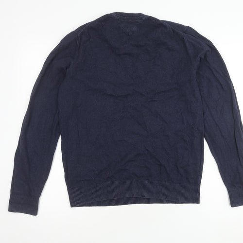 Tommy Hilfiger Men's Blue Cotton Cashmere Pullover M