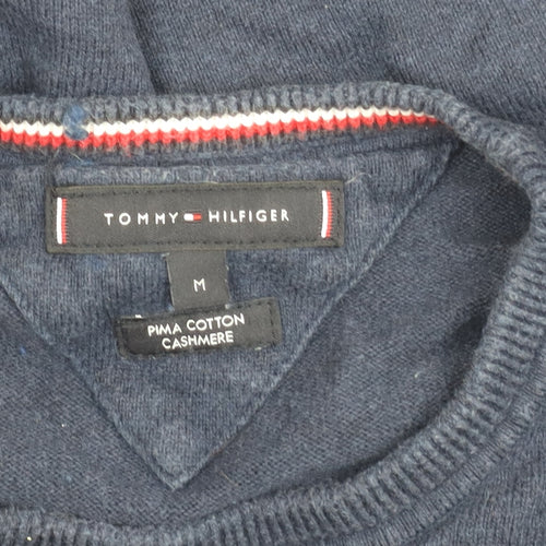 Tommy Hilfiger Men's Blue Cotton Cashmere Pullover M
