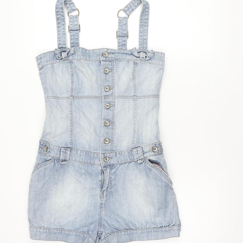 Miss Selfridge Women’s Blue Denim Dungaree Playsuit Size 12