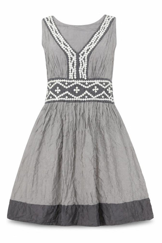 Front view of Phase Eight Women’s Grey A-Line Sleeveless Dress -, size UK 8