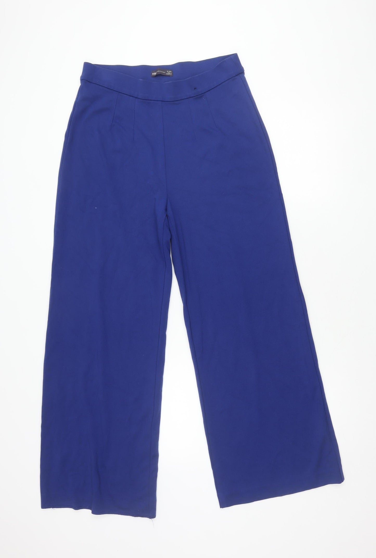 Marks and Spencer Women's Blue Wide-Leg Trousers Size 14